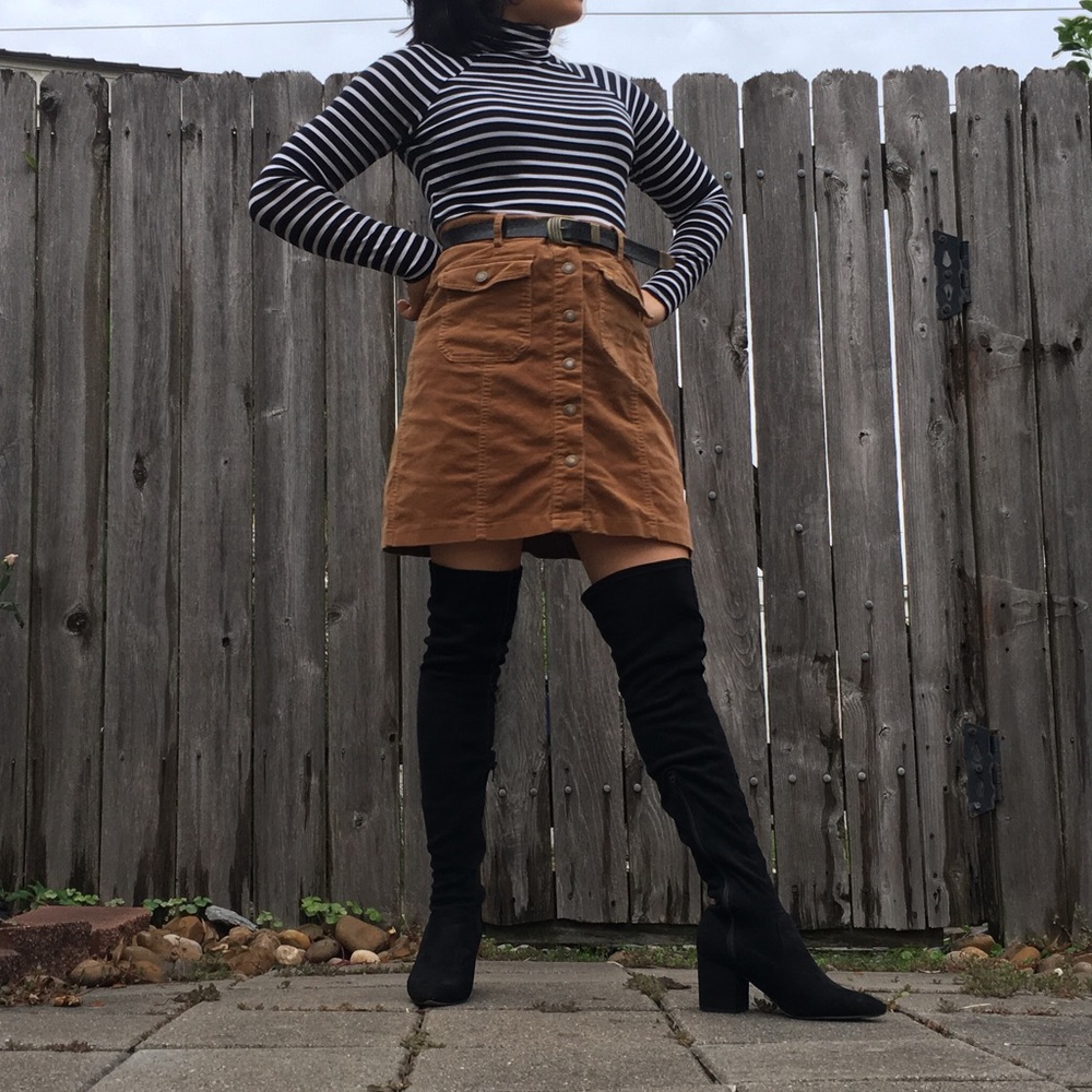 ASOS Brave Soul Button Down Corduroy Skirt, US 10